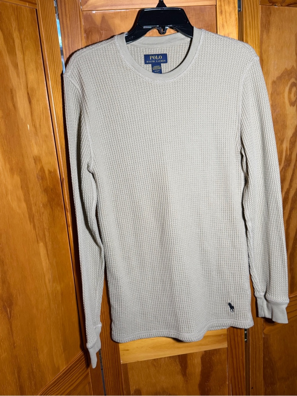 Polo by Ralph Lauren Men's Long-Sleeve Waffle Thermal Shirt in Tan|Sz S